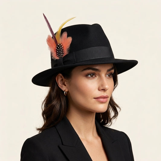 Goose Biot, Hackle & Guinea Plumage Feather Hat Pin
