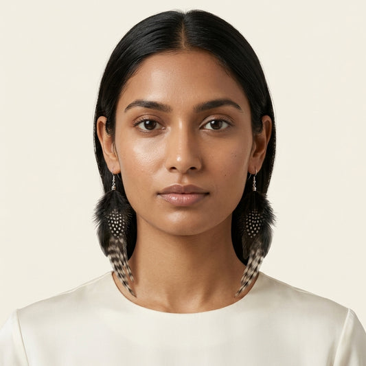 Guinea & Coque Chinchilla Earrings