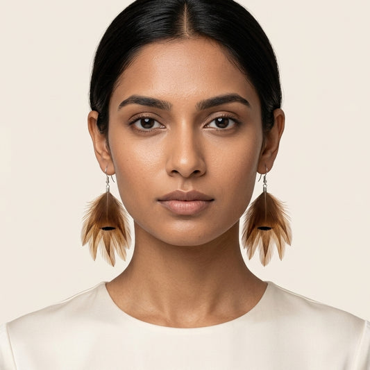 Ringneck Pheasant & Coque Earrings