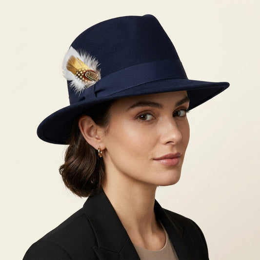 Gold-Sprayed Goose, Turkey, Pheasant & Guinea Feather Hat Pin